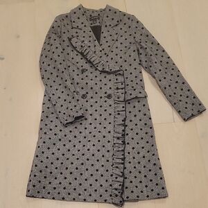 Halogen Gray Polka Dot Ruffle Coat